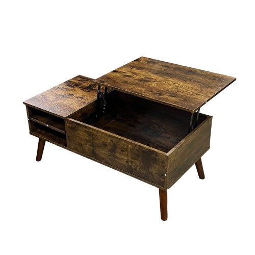 Coffee Table, 100 x 50 cm Lift Top Coffee Table with Adjustable Storage Shelf for Home, Living Room, Office (Rustic Wood) Coffee Table, 100 x 50 cm Lift Top Coffee Table with Adjustable Storage Shelf for Home, Living Room, Office (Rustic Wood)